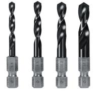 FEIN Set de brocas con Inserción Weldon VARIO de 4 piezas con los tamaños 6,8 mm, 8,5 mm, 10,2 mm y 12 mm, alta resistencia del material, a poco desgaste y fricción, taladros para Roscar