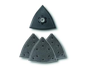 FEIN Set de lijado, Alojamiento SLP, Para el lijado efectivo de bordes y esquinas así como superficies medias, Fácil manejo y rendimiento de desbaste muy bueno, Longitud de canto 130 mm