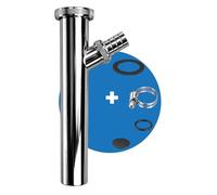 FEINER® Tubo de desagüe universal de alta calidad, 1 1/4 pulgadas x 200 mm x 32 mm de diámetro, tubo de inmersión con conexión a aparato, tubo para lavabo, sifón a lavado, lavavajillas cromado +