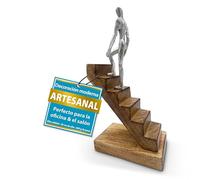 FeinKnick escultura decorativa «Top of The Rock» figura motivacional de 29 cm como símbolo de éxito e inspiración, moderna de madera y metal como estatua para decoración de salón, escritorio y oficina