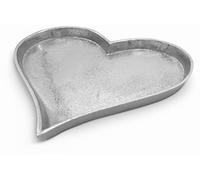 FeinKnick Plato Deco Corazón Plateado - 24 cm, de Metal - Forma de corazón