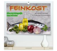 Feinkost (hochwertiger Premium Wandkalender 2026 DIN A2 quer), Kunstdruck in Hochglanz: Lebensmittel aus der Küche als Fine Art Fotos arrangiert.