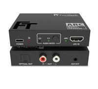 FeinTech AX130 - Adaptador de audio HDMI ARC para TV con control de volumen, salida de audio simultánea a través de Toslink RCA AUX