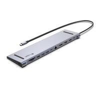 FeinTech CX301 USB C Docking Station 2 x HDMI, 1 x DisplayPort, concentrador 12 en 1, Dual Display 4K 60Hz, Triple Display 4K 30Hz, 100W PD, Gigabit Ethernet LAN, 4 puertos USB-C/USB-A, lector de