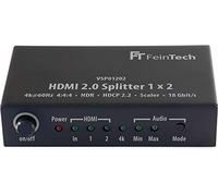 FeinTech VSP01202 HDMI 2.0 Splitter 1x2 con 4K HDR Down-Scaler Audio-EDID Negro