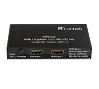 FeinTech VSP01222 - Divisor HDMI 2.0 (2 entradas, 2 salidas, escala ARC, pasaporte para receptor AV 4K, 60 Hz, HDR