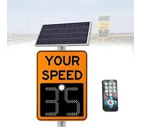Feiphla Detector Digital De Radar De TráFico con Control Remoto,SeñAles De Velocidad Led De Aluminio, Incluye Panel Solar, Control Remoto, para Calles Y Barrios Orange-23.6inx35.4in