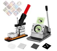 Feiphla MáQuina para Hacer Chapas MetáLicas Cuadradas, CREA Imanes De Nevera Personalizados E Insignias De BotóN,para Ayudar con Tu Hijo O para Proyectos Escolares Cutter(Acrylic*100sets)-65 * 90mm