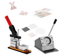 Feiphla MáQuina para Hacer Pins,MáQuina para Hacer Pegatinas para Nevera,MáQuina para Hacer Pins, con Cortador De Papel, para Pins, Corbatas, Llaveros Machine-63.5 * 63.5mm