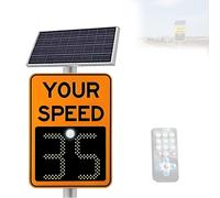 Feiphla SeñAles De Velocidad Led De Aluminio,Indicador De Velocidad por Radar, Incluye Panel Solar, Control Remoto, para Calles Y Barrios Orange-19.6inx27.5in