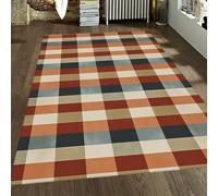 FEIPUHOME Art Alfombra Acento Lavable a Rayas a Cuadros Retro Simple Alfombras Pelo bajo Suaves y acogedoras para Dormitorio Sala Estar Piso Debajo la Mesa 90x120cm