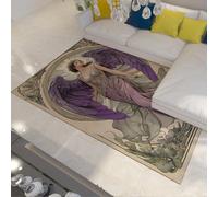 FEIPUHOME Art Alfombra Estilo Barroco Chica Elegante con alas moradas Alfombra Estampada Alfombras salón Grandes Interior para Dormitorio Mesita Noche Pelo bajo 80x120cm