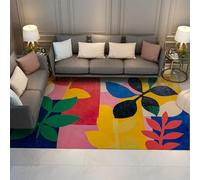 FEIPUHOME Art Alfombra granpara la Sala Estar Alfombras Entrada geometría Abstracta Colorida Hojas botánicas Tropicales Alfombra Confort Suave Decoración del hogar 90x150cm