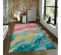 FEIPUHOME Art Alfombra mármol Moderna y Elegante, Arco Iris, Textura Flujo líquido, Alfombra área Suave para hogar, Oficina, Sala Estar, niñas, Dormitorio, Cocina, Pila Baja 60x90cm