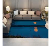 FEIPUHOME Art Alfombra Natural Aesthetics Sunset and Reflections by The River Floor Carpets para Entrada Sala Estar Dormitorio Azul Pila Baja Lavable 60x90cm