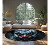 FEIPUHOME Art Alfombra Redonda de Estilo gótico con patrón alienígena Espeluznante Alfombra Delgada Lavable para Sala de Estar Dormitorio Halloween Decoración navideña Plegable de Pila Baja 200x200cm
