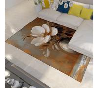 FEIPUHOME Art Alfombra Retro Escandinava Naturaleza Muerta con Flores Orquídeas Blancas Lavable Antideslizante Delgada Alfombra Pila Baja para Entrada Interior y Exterior Salón 200x280cm