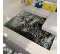 FEIPUHOME Art Alfombra Suave de Estilo gótico para Sala de Estar en el vestíbulo Calavera y Barco en ruinas Tema náutico Alfombra de Confort Suave Decoración del hogar Pila Baja 120x150cm