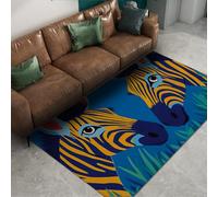 FEIPUHOME Art Alfombras Antideslizantes Suaves Lavables Dibujos Animados Azul Cielo verCebra Estampado Animales Alfombra para habitación niño pequeño Dormitorio Plegable Pelo bajo 120x180cm