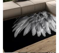 FEIPUHOME Art Alfombras con patrón de alas de Plumas Diseño Minimalista en Blanco y Negro Alfombra Suave de Pelo bajo para Sala de Estar Salón de té Porche Antideslizante 160x200cm