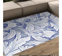 FEIPUHOME Art Alfombras contemporáneas de Pinceladas Alfombra de Textura de Hoja Azul para Cocina Sala de Estar Entrada Principal Decoración de Piso Pila Baja 200x300cm