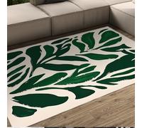 FEIPUHOME Art Alfombras de Arte de Tinta Verde Boho abstractas Hojas de Acuarela Antideslizantes de Granja para Sala de Estar Dormitorio Comedor Pila Baja 200x300cm