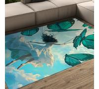 FEIPUHOME Art Alfombras estéticas Butterfly Dreams Girl in The Sky Pattern Carpet para Sala Estar Dormitorio Sala Estudio Comedor Vestíbulo Lavable Antideslizante 100x150cm