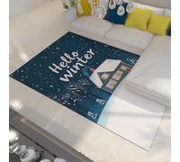 FEIPUHOME Art Alfombras Interior Invierno y Navidad Campos Nieve Cabaña Pinos Alfombra Suave Cómoda Decoración del hogar Pelo bajo Respaldo Antideslizante Blanco 120x150cm