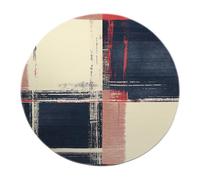 FEIPUHOME Art Alfombras Redondas abstractas Modernas Lavables Baja Pila Alfombra geometría Azul Suave Antideslizante para Sala Estar Dormitorio Comedor Decoración apartamento y hogar 200x200cm