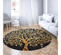 FEIPUHOME Art Alfombras Redondas de minimalismo nórdico Abstracto Alfombra de árbol de la Vida para Sala de Estar Entrada Principal Alfombra de Cocina Antideslizante Lavable a máquina 120x120cm