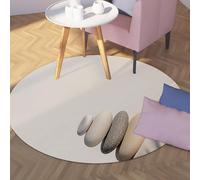 FEIPUHOME Art Alfombras Redondas Neutras de minimalismo nórdico Equilibradas Piedra Arena Pila Alfombra de Piso Lavable para Cocina para Sala de Estar Debajo de la Mesa Patio Trasero 200x200cm