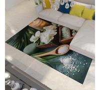 FEIPUHOME Art Alfombras SPA Meditación Cristales Blancos Sal Gruesa Orquídeas Alfombra Fácil Limpiar para Dormitorio Sala Estudio Sala Estudio Entrada Cocina Pila Baja 90x120cm