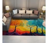 FEIPUHOME Art Alfombras Tree of Life Alfombra de Textura Abstracta de Flujo líquido Colorido para Sala de Estar Dormitorio Pasillo Lavable a máquina Pila Baja 200x300cm