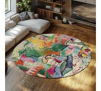FEIPUHOME Art Diseño estético Alfombra Redonda Interior con una niña Famosa Pintura Impresiones Alfombra Interior granpara Sala Estar Dormitorio Mesita Noche Pila Baja 80x80cm