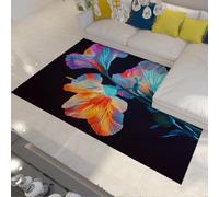 FEIPUHOME Art Fotografía Moderna Alfombra Arte Pelo bajo Alfombra Delgada Flores sueño para guardería Habitación Adolescentes Dormitorio Comedor Easy-Care 90x150cm