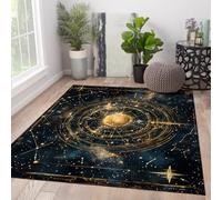FEIPUHOME Art Misteriosa Alfombra Arte Celestial Cósmico Abstracto Retro Lavable Suave Antideslizante Delgada Pila Baja Alfombra Acogedora para Habitación Habitación Sala Estar 200x300cm
