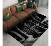FEIPUHOME Art Surrealismo Vintage Alfombra Suave Lavable Laberinto Arco Alfombra Negra y Gris para Sala Estar Dormitorio Comedor Antideslizante Pelo Bajo 90x120cm