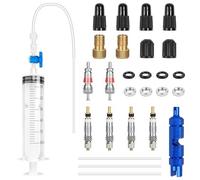 Feirdhoo 29 Piezas Jeringa para líquido Sellador Tubeless y Herramienta de Extracción de Válvulas Presta Jeringuilla Tubeless Antipinchazos 60ml, Presta Kit Tubeless para Sellante, MTB, Bicicleta
