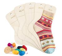 Feirdhoo 5 tablas para calcetines, tensor de calcetines, tallas 36 - 45, plantilla para calcetines con indicación de tamaño, plantilla de calcetines como ayuda para tejer y ganchillo de calcetines