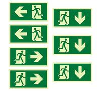 Feirdhoo 7 señales de salida de emergencia luminosas, autoadhesivas, de PVC, 300 x 150 mm, con flecha, camino de escape