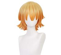 Feirrty Cosplay Agatsuma Zenitsu peluca anime demonio slayer peluca corta amarillo naranja degradado peluca para Halloween