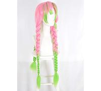 Feirrty Kanroji Mitsuri Peluca larga para cosplay, color rosa, verde, degradado para mujer, pelucas de anime para Halloween