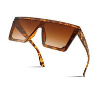 FEISEDY Gafas de Sol Hombre Cuadradas de Lente Siamés de Moda UV400 Gafas de Sol Grandes con Tapa Plana para Hombre y Mujer B2470