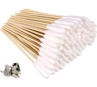 FEISIGE 100 bastoncillos largos de algodón para limpieza de orejas de mascotas, solución eficaz para eliminar infecciones por cera de oídos de perros y gatos