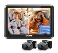 FEISIKE Espejo de Coche para bebé con Pantalla de Doble Canal 1080P de 5 Pulgadas, 2 cámaras de visión Nocturna IR para Asiento Trasero, visión Amplia cristalina, fácil de Instalar