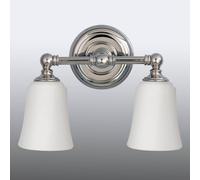 FEISS Aplique de pared Huguenot Lake, cromado, 33 cm de ancho, 2 luces, IP44