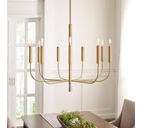 FEISS Lámpara de araña Brianna 9 luces latón bruñido True