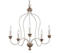 FEISS Lámpara de araña Hartsville de 5 luces, blanco cal True