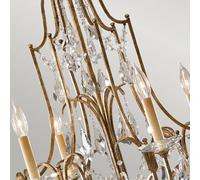 FEISS Lámpara de araña Valentina 6 luces, bronce/cristal