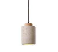 FEITENGDA Lámpara colgante moderna pequeña de travertino, lámpara colgante de piedra cilíndrica de granja, lámpara colgante de acento minimalista interior for comedor, cocina, dormitorio(Wood color)